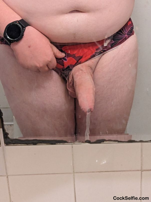 it was too big for the panties - Cock Selfie