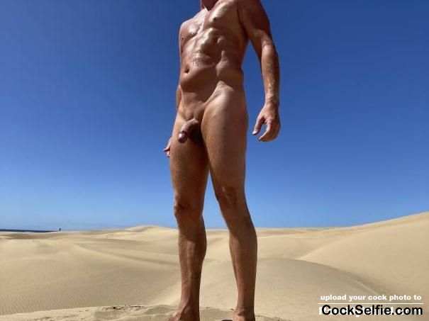 All naked among the dunes all day - Cock Selfie