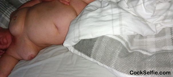 She's fast asleep and naked - Cock Selfie