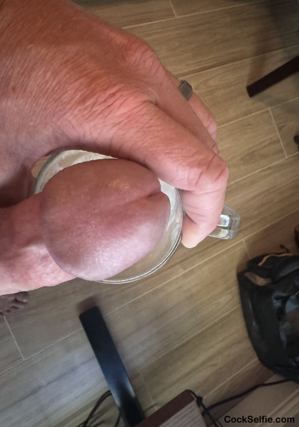 Cock head resting on coffee mug - Cock Selfie