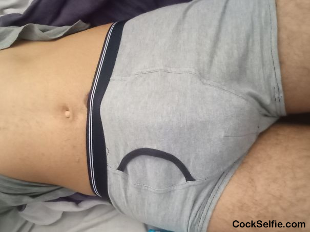 Should I pull tgem down or stick it through the fly? ;3 - Cock Selfie