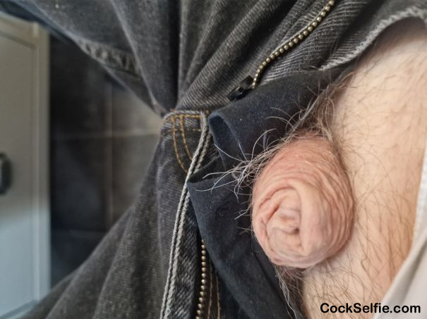 My Soft Cock Sticking Out Of The Top Of My Jeans - Cock Selfie