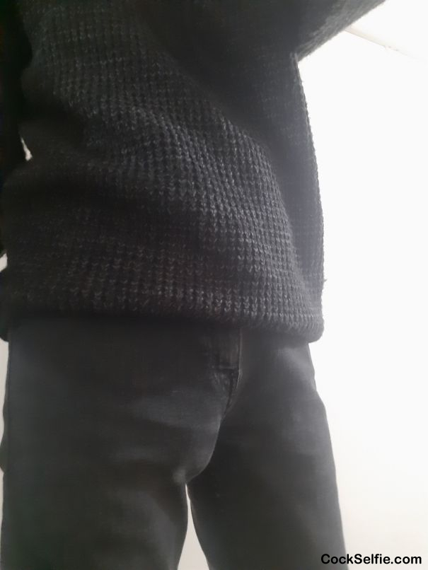 When your black jean doesn't hide your Hardon... - Cock Selfie