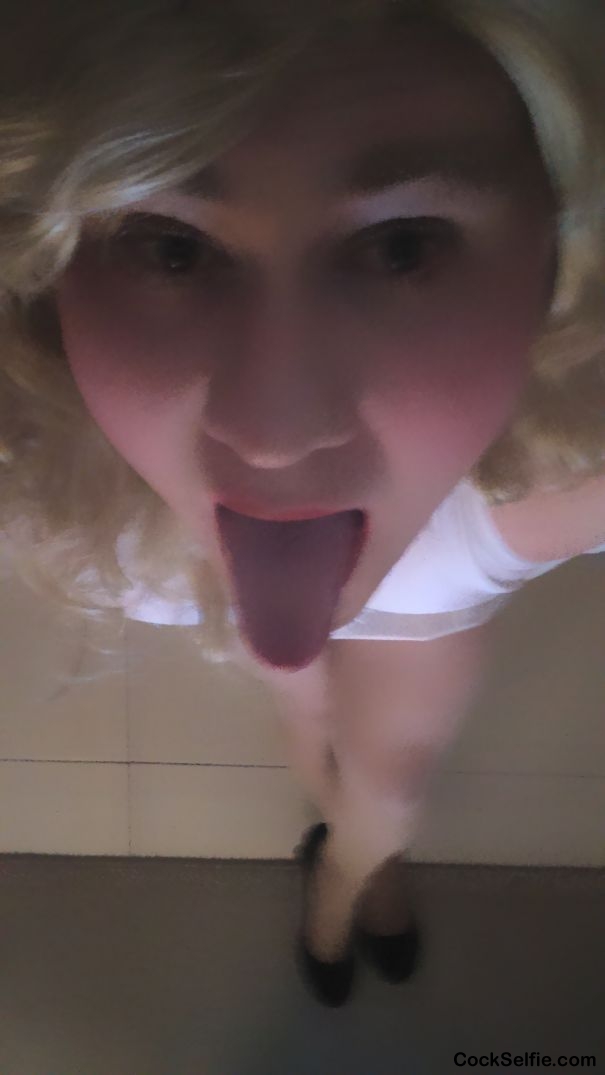 Stand over me and cum on my tongue - Cock Selfie