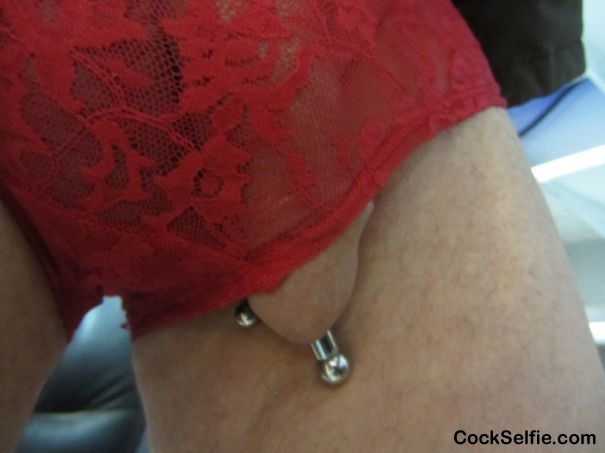 red panties make my cock hard - Cock Selfie