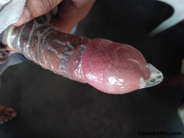 Dotted condom #2 - Cock Selfie